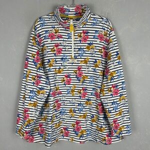 Joules plus size 3X 22 sweatshirt 1/4 zip white striped floral Pip print #215066